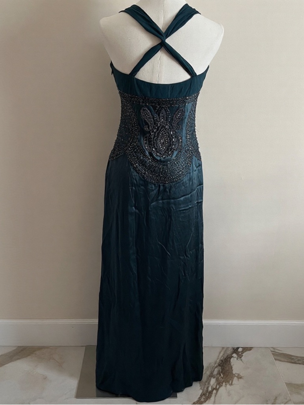 Sue Wong teal silk dress - Picture 2 of 7